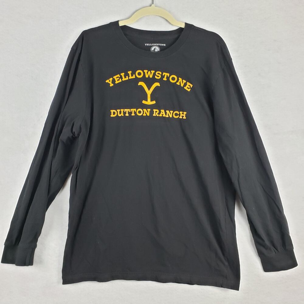 Yellowstone Men's XL Dutton Ranch Long Sleeve Tee Shirt Black Yellow Logo